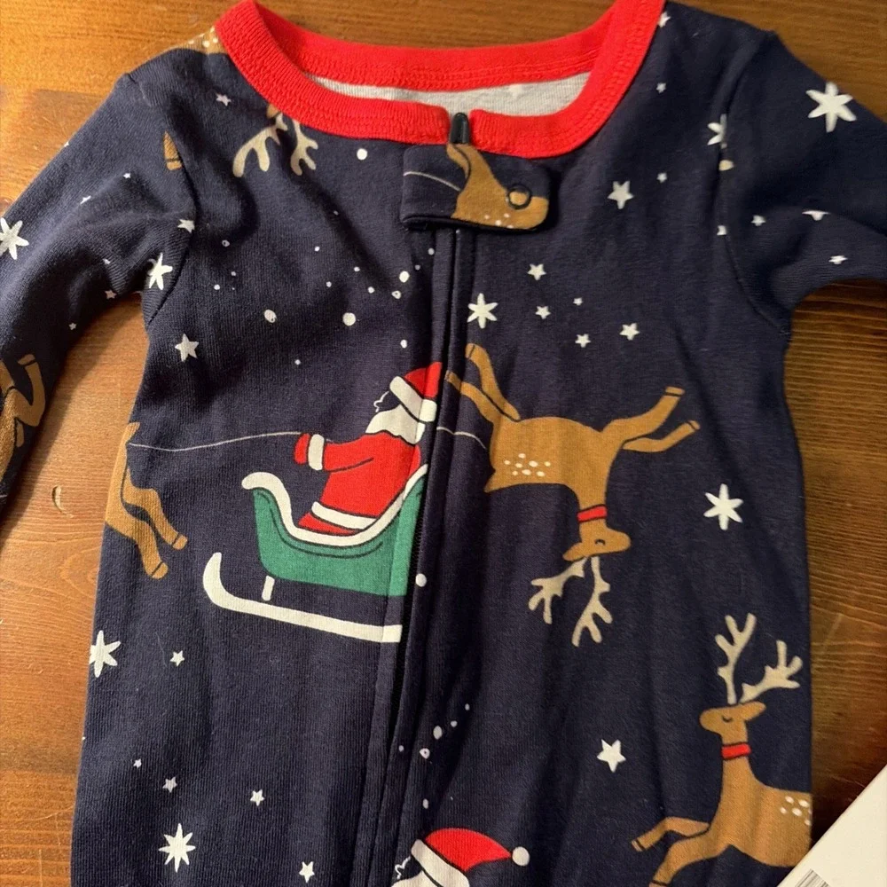 Carter's Blue Reindeer Snug Fit Footie Pajama-Size 12 months‎ NEW $20
